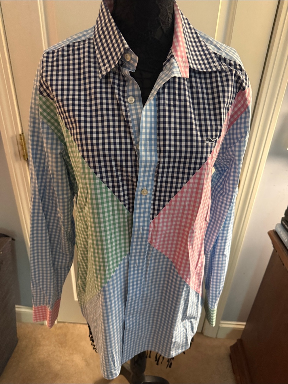 Vineyard Vines Multi-Panel Gingham Button-Down Shirt - Blue, Green, Pink, Navy
